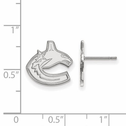 Sterling Silver Rhodium Plated Nhl Logoart Vancouver Canucks Small Post Earrings
