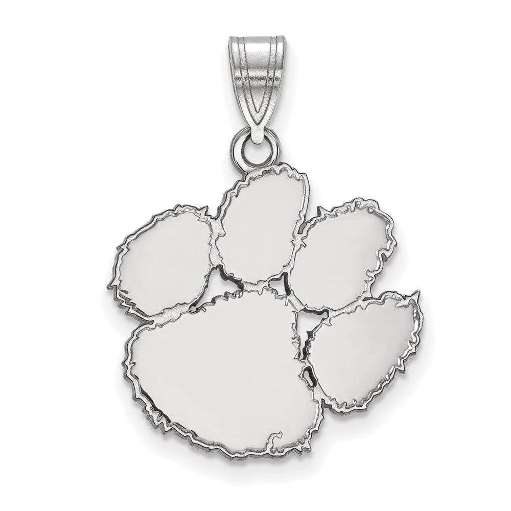 10K White Gold Logoart Clemson University Tiger Paw Large Pendant
