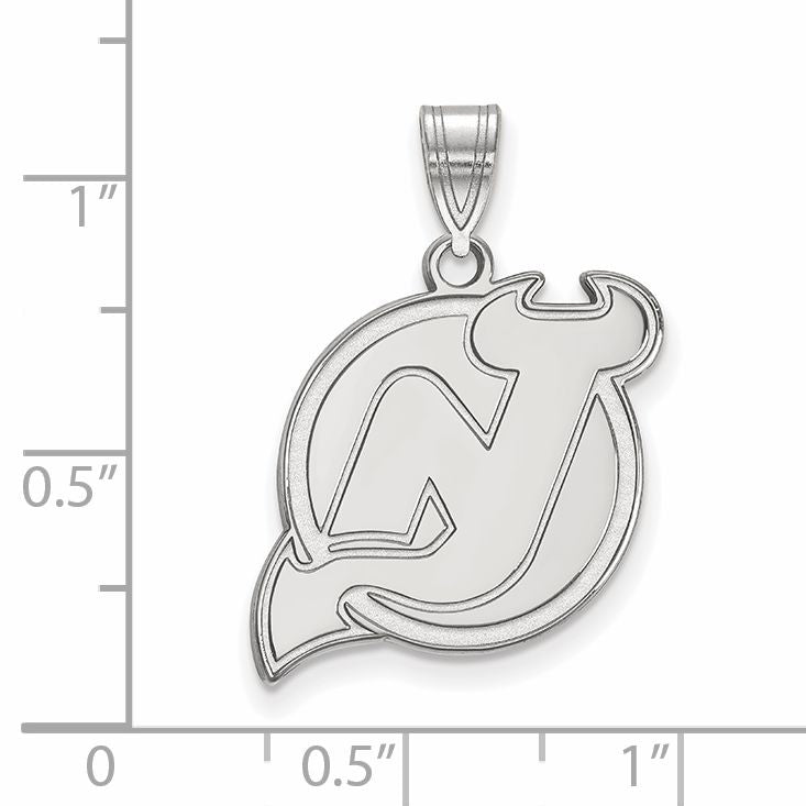 10K White Gold Nhl Logoart New Jersey Devils Large Pendant