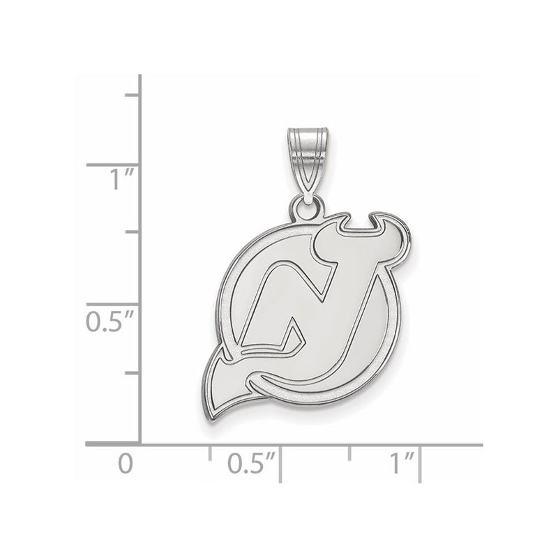10K White Gold Nhl Logoart New Jersey Devils Large Pendant