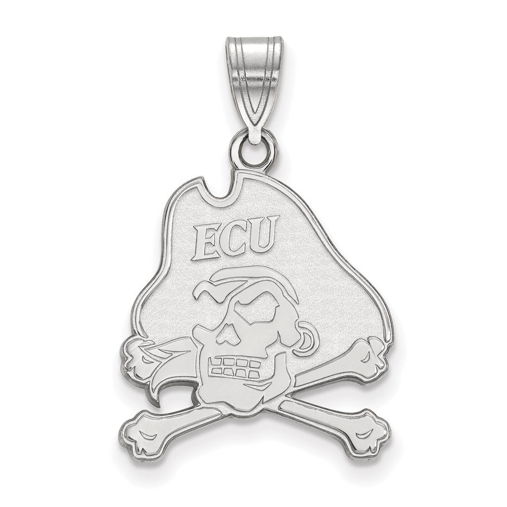 Sterling Silver Rhodium Plated Logoart East Carolina University Pirate Large Pendant