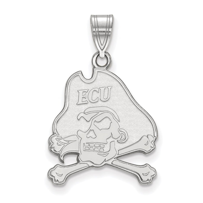 Sterling Silver Rhodium Plated Logoart East Carolina University Pirate Large Pendant