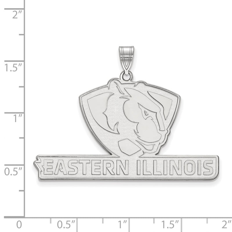 Sterling Silver Rhodium Plated Logoart Eastern Illinois University Extra Large Pendant