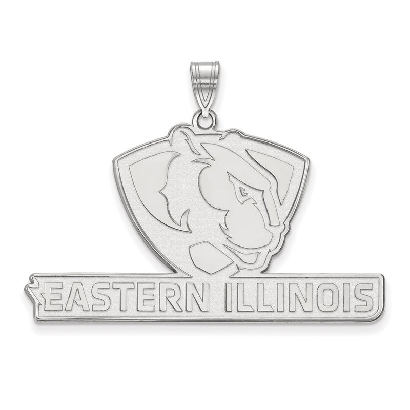 Sterling Silver Rhodium Plated Logoart Eastern Illinois University Extra Large Pendant