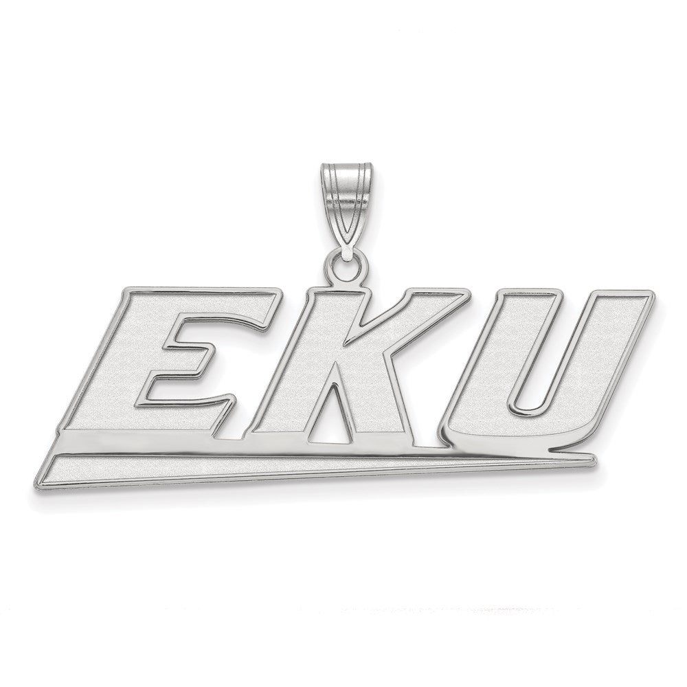 Sterling Silver Rhodium Plated Logoart Eastern Kentucky University E K U Large Pendant