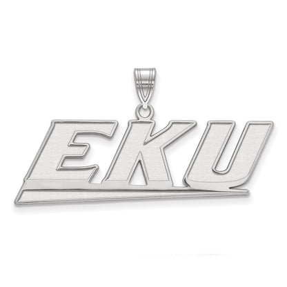 Sterling Silver Rhodium Plated Logoart Eastern Kentucky University E K U Large Pendant