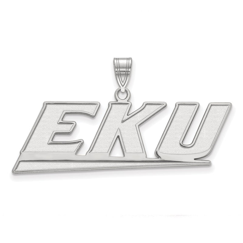 Sterling Silver Rhodium Plated Logoart Eastern Kentucky University E K U Large Pendant