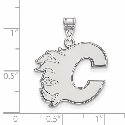 10K White Gold Nhl Logoart Calgary Flames Letter C Large Pendant