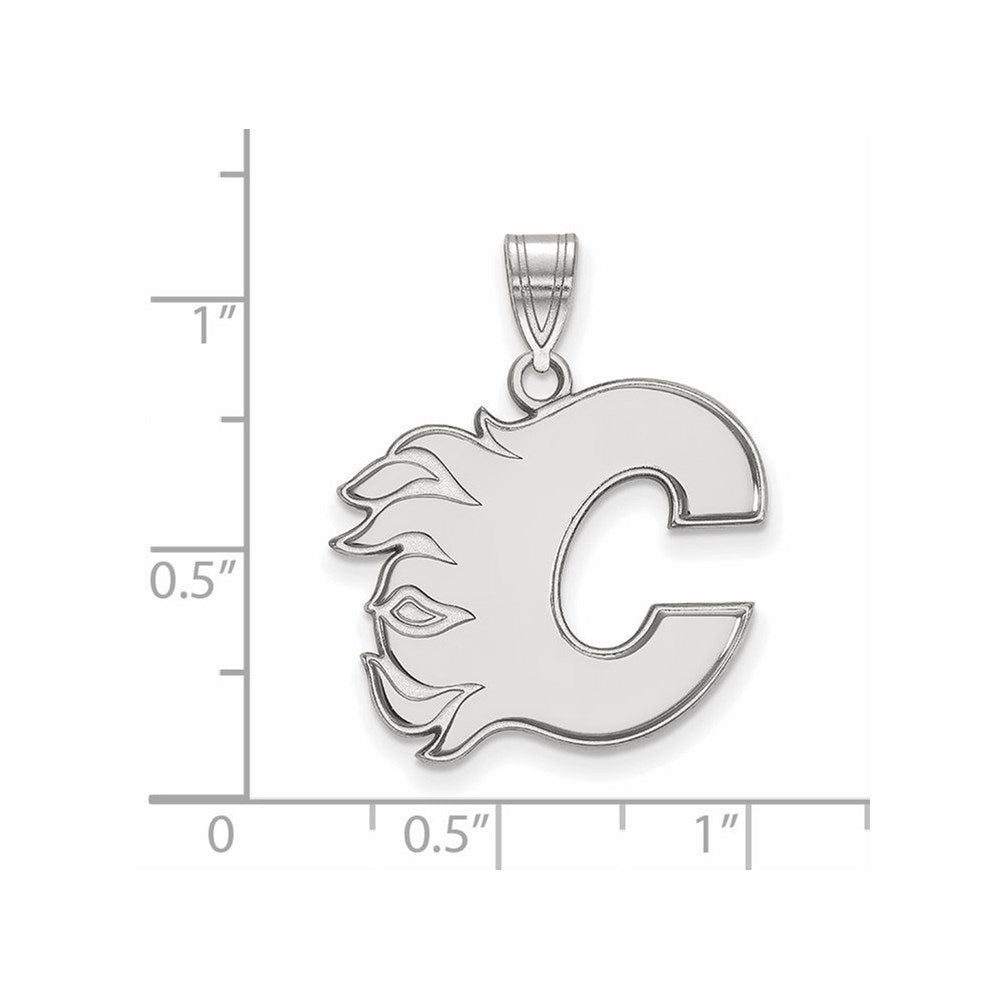 14K White Gold Nhl Logoart Calgary Flames Letter C Large Pendant