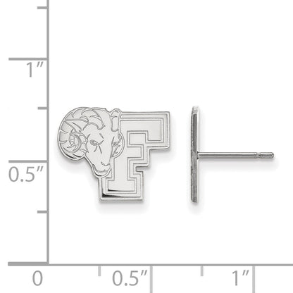 10K White Gold Logoart Fordham University Ram Small Post Earrings