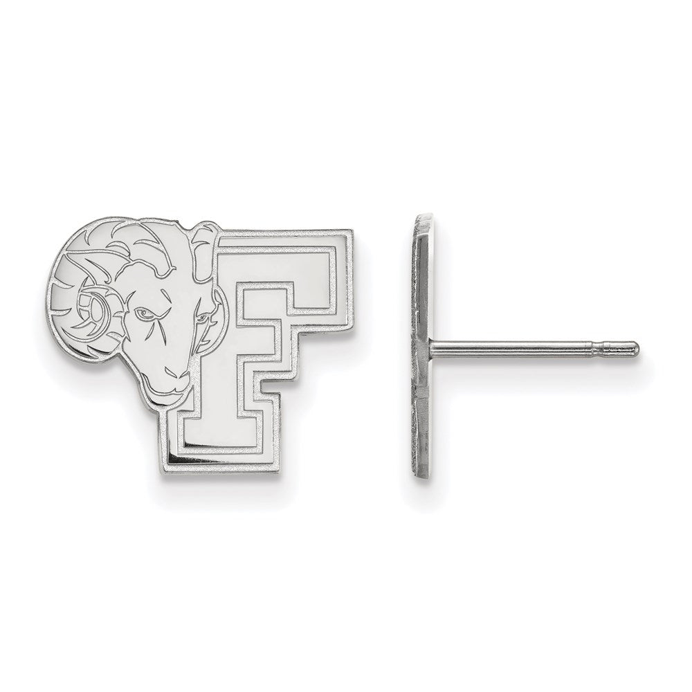 10K White Gold Logoart Fordham University Ram Small Post Earrings