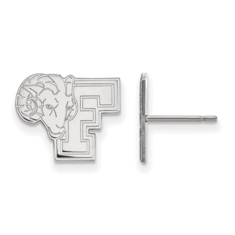 10K White Gold Logoart Fordham University Ram Small Post Earrings