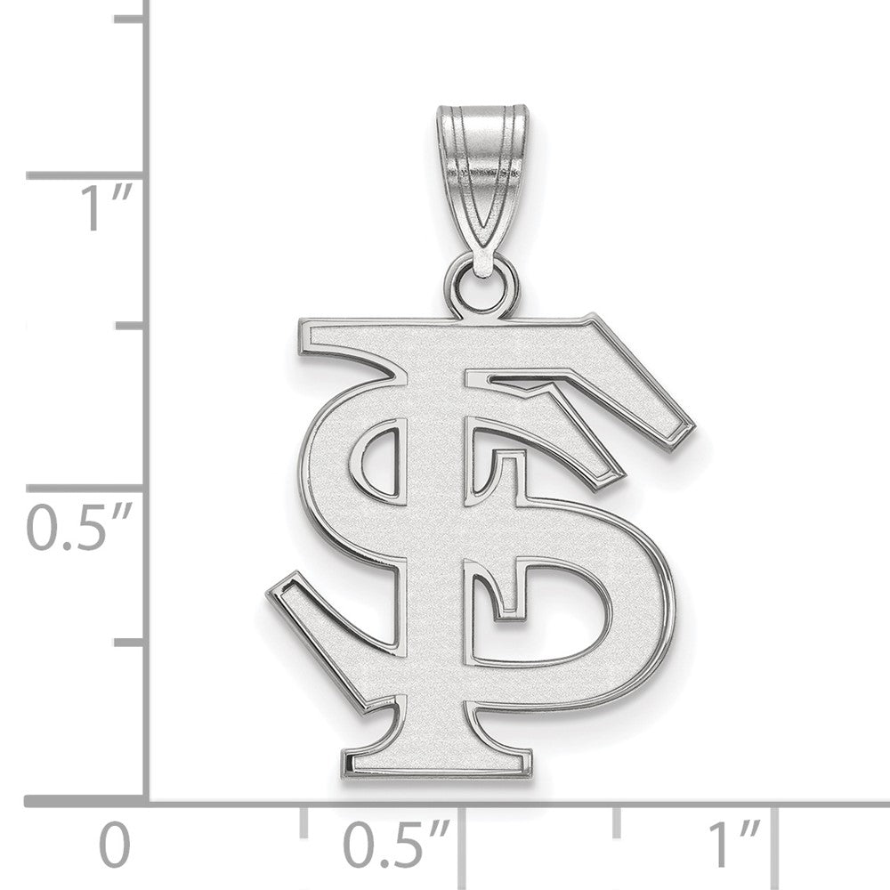 14K White Gold Logoart Florida State University F S Large Pendant