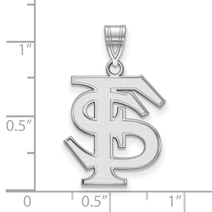 14K White Gold Logoart Florida State University F S Large Pendant