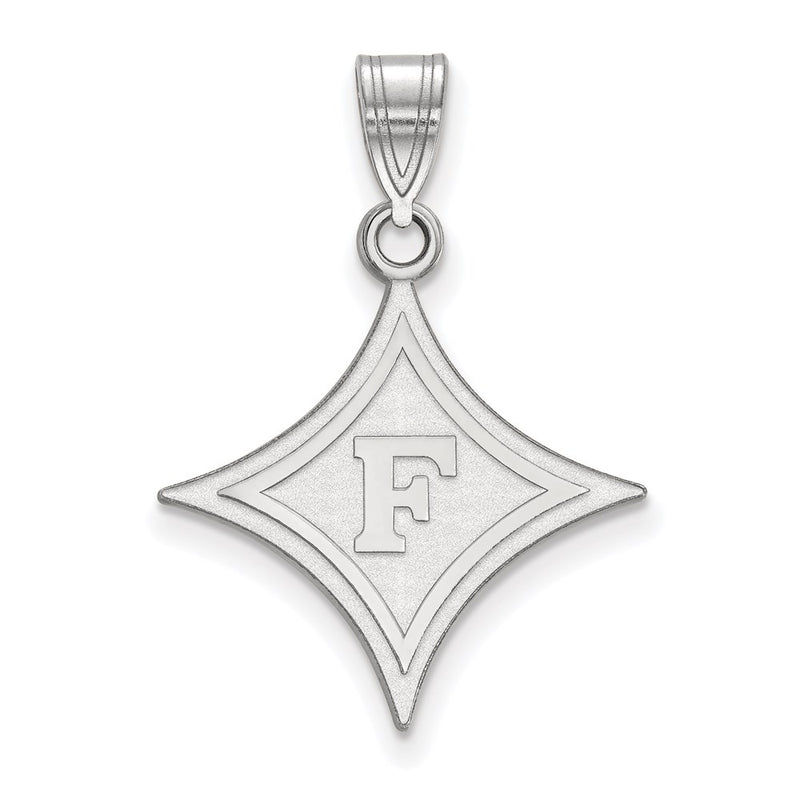 Sterling Silver Rhodium Plated Logoart Furman University Large Pendant
