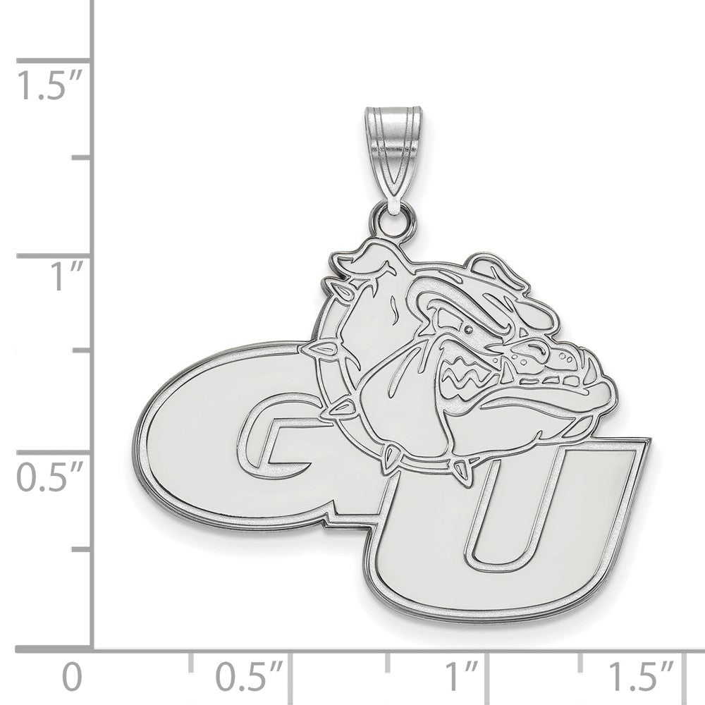 Sterling Silver Rhodium Plated Logoart Gonzaga University G U Bulldog Extra Large Pendant