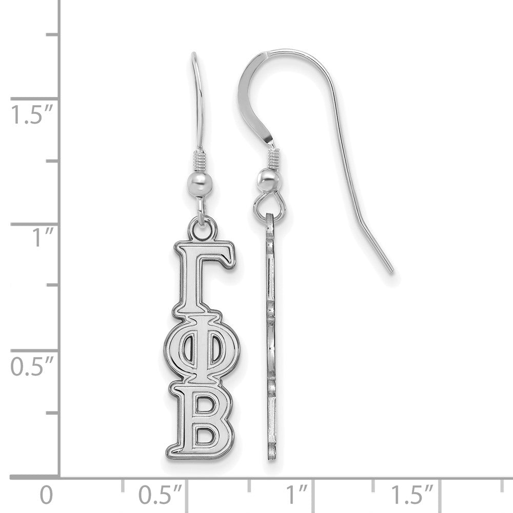 Sterling Silver Rhodium Plated Logoart Gamma Phi Beta Sorority Greek Letters Small Dangle Earrings