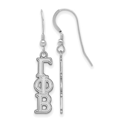 Sterling Silver Rhodium Plated Logoart Gamma Phi Beta Sorority Greek Letters Small Dangle Earrings