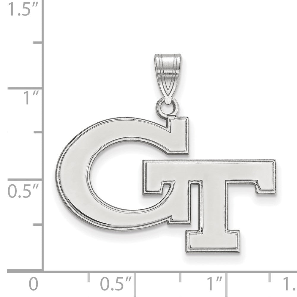Sterling Silver Rhodium Plated Logoart Georgia Institute Of Technology G T Large Pendant