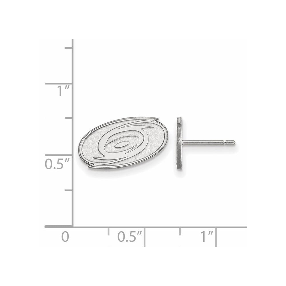 Sterling Silver Rhodium Plated Nhl Logoart Carolina Hurricanes Extra Small Post Earrings
