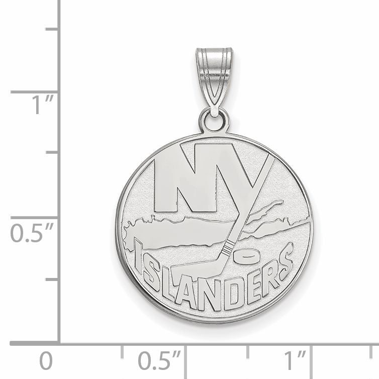 10K White Gold Nhl Logoart New York Islanders Large Pendant