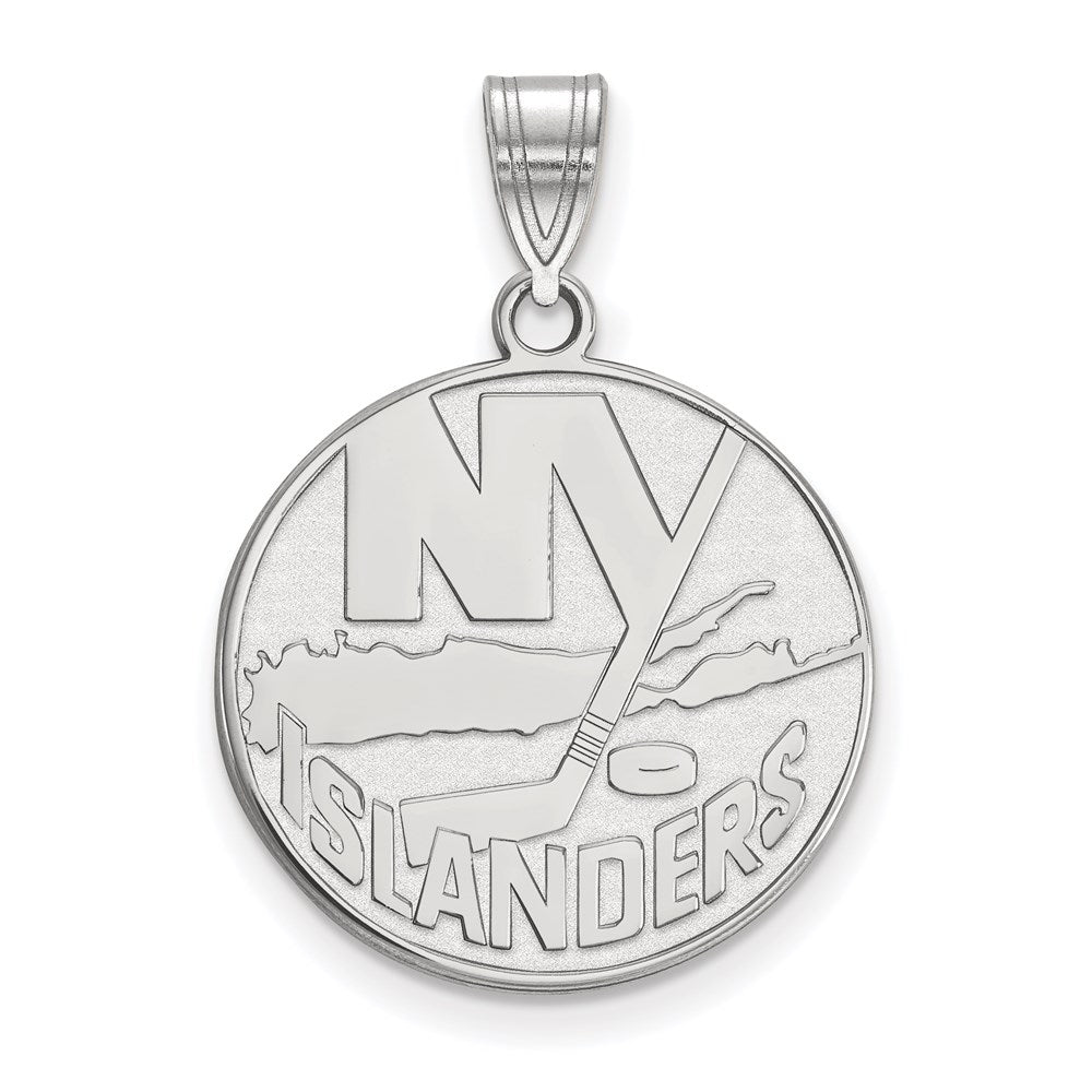 Sterling Silver Rhodium Plated Nhl Logoart New York Islanders Large Pendant