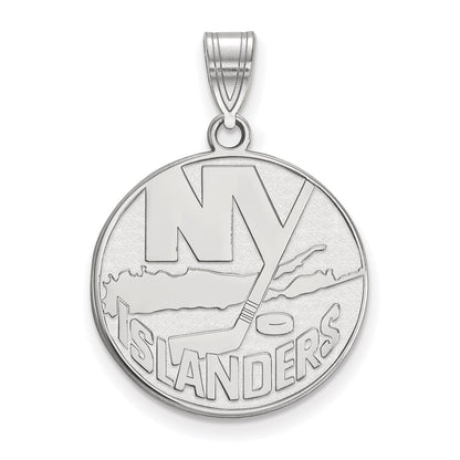 Sterling Silver Rhodium Plated Nhl Logoart New York Islanders Large Pendant