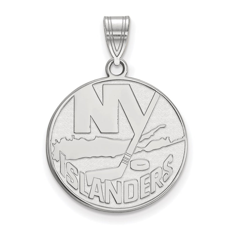 Sterling Silver Rhodium Plated Nhl Logoart New York Islanders Large Pendant