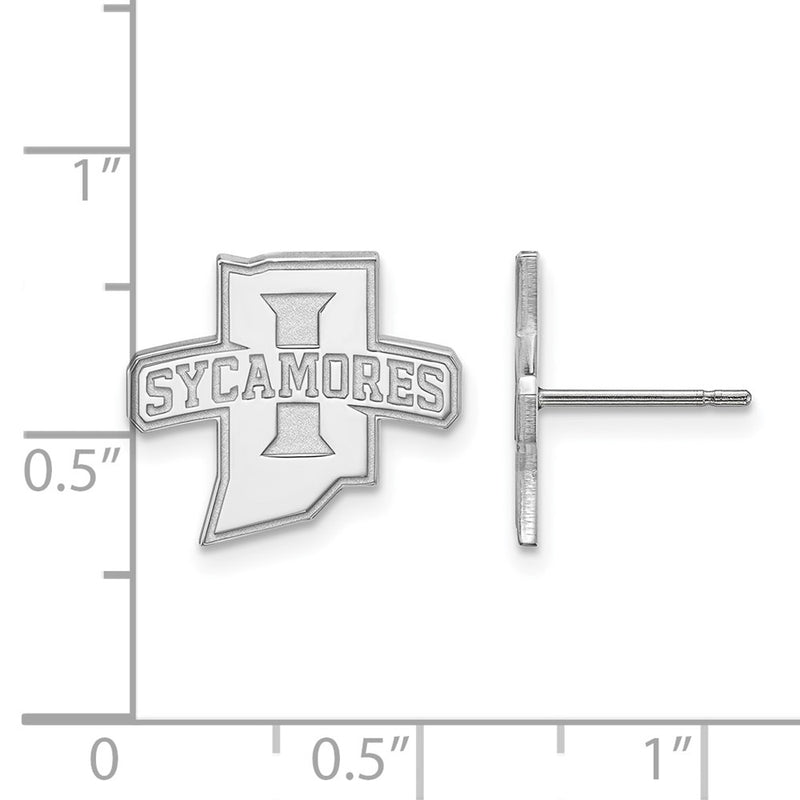 10K White Gold Logoart Indiana State University Sycamores Small Post Earrings