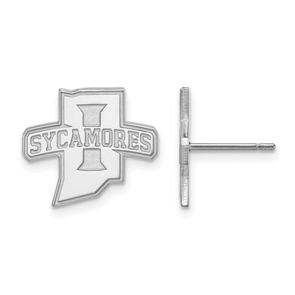 10K White Gold Logoart Indiana State University Sycamores Small Post Earrings