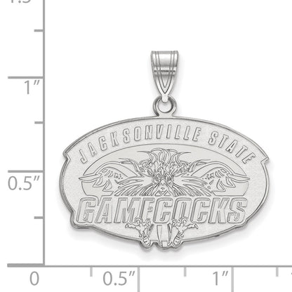 Sterling Silver Rhodium Plated Logoart Jacksonville State University Large Pendant