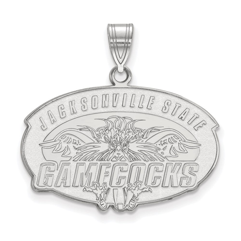 Sterling Silver Rhodium Plated Logoart Jacksonville State University Large Pendant