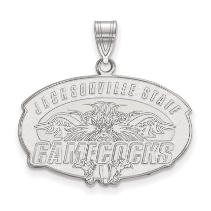 Sterling Silver Rhodium Plated Logoart Jacksonville State University Large Pendant