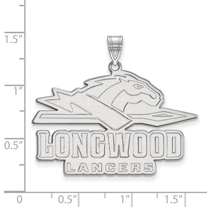 10K White Gold Logoart Longwood University Lancers Extra Large Pendant