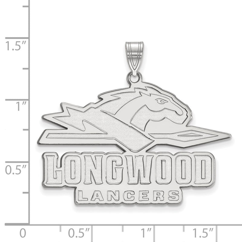 10K White Gold Logoart Longwood University Lancers Extra Large Pendant