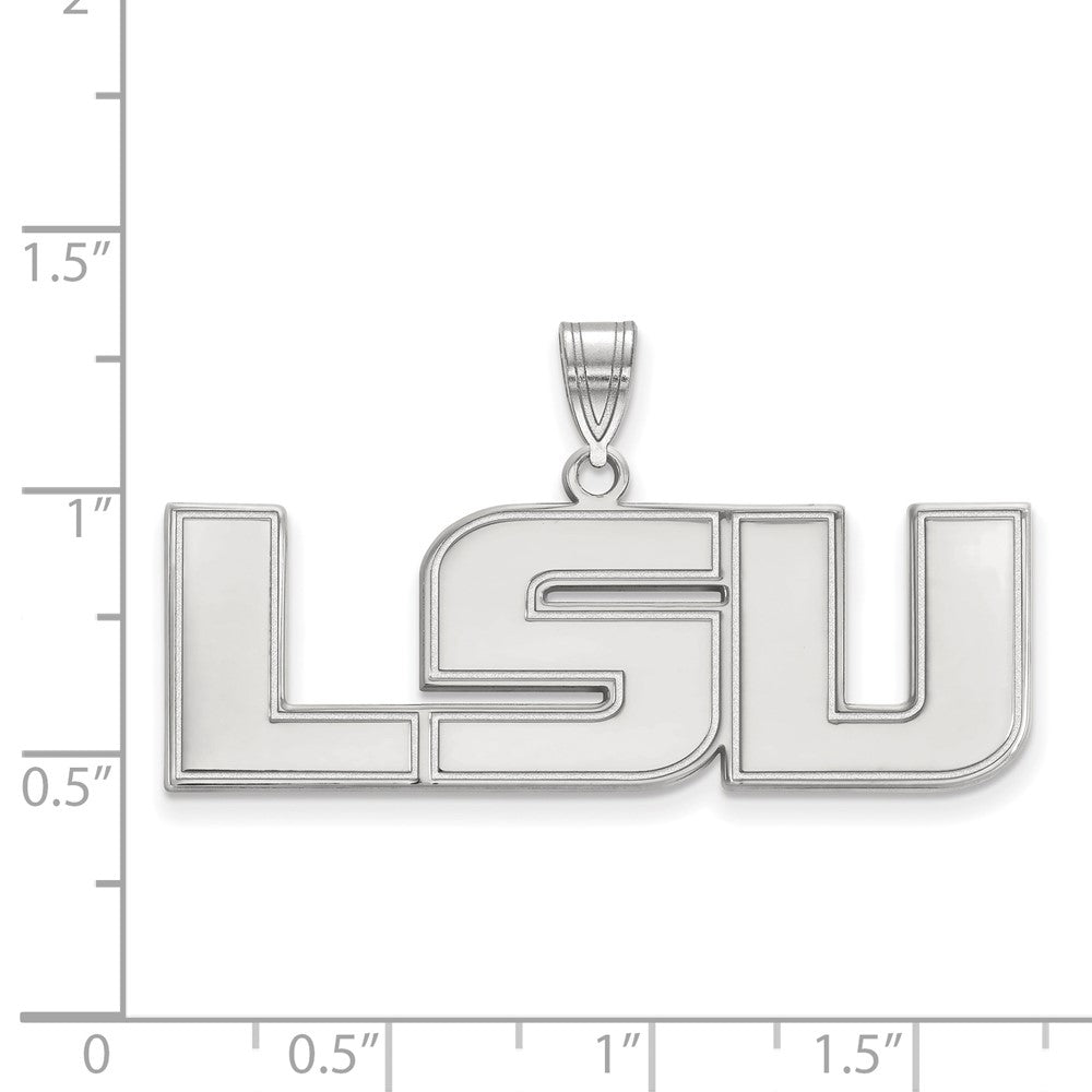 14K White Gold Logoart Louisiana State University L S U Large Pendant