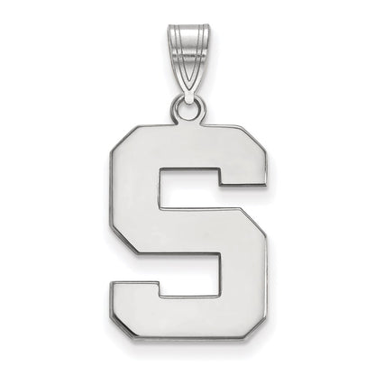 14K White Gold Logoart Michigan State University Letter S Large Pendant