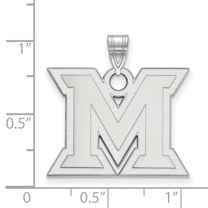 Sterling Silver Rhodium Plated Logoart Miami University Ohio Letter M Large Pendant