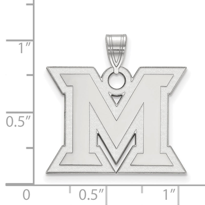 Sterling Silver Rhodium Plated Logoart Miami University Ohio Letter M Large Pendant