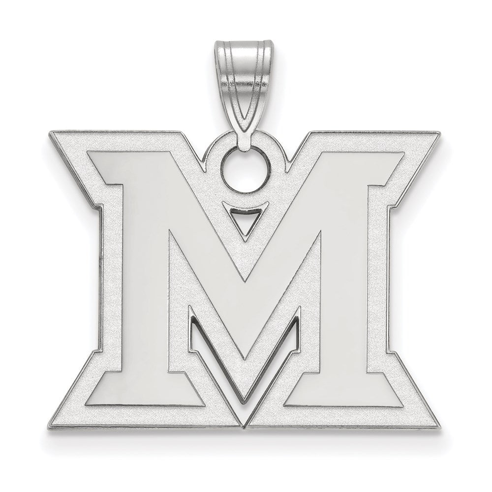 Sterling Silver Rhodium Plated Logoart Miami University Ohio Letter M Large Pendant