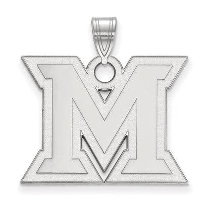 Sterling Silver Rhodium Plated Logoart Miami University Ohio Letter M Large Pendant