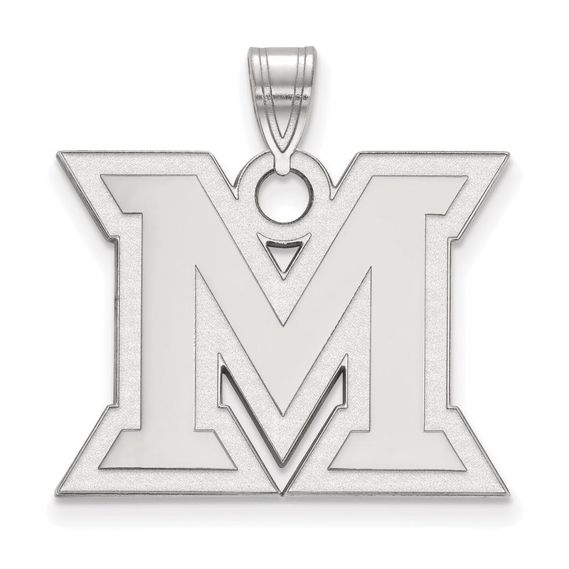 Sterling Silver Rhodium Plated Logoart Miami University Ohio Letter M Large Pendant
