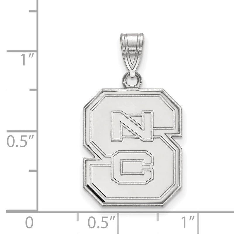 Sterling Silver Rhodium Plated Logoart North Carolina State University N C S Large Pendant