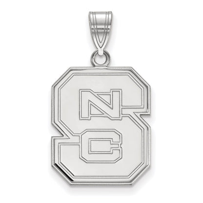 10K White Gold Logoart North Carolina State University N C S Large Pendant