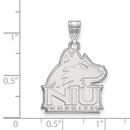 Sterling Silver Rhodium Plated Logoart Northern Illinois University N I U Huskies Large Pendant