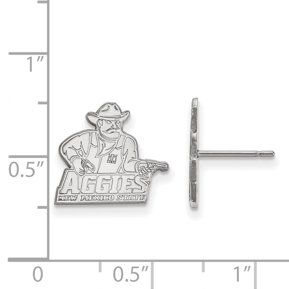 10K White Gold Logoart New Mexico State University Aggies Small Post Earrings