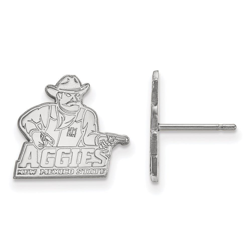 10K White Gold Logoart New Mexico State University Aggies Small Post Earrings
