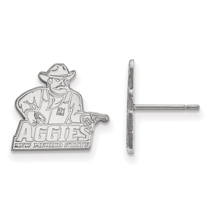 10K White Gold Logoart New Mexico State University Aggies Small Post Earrings