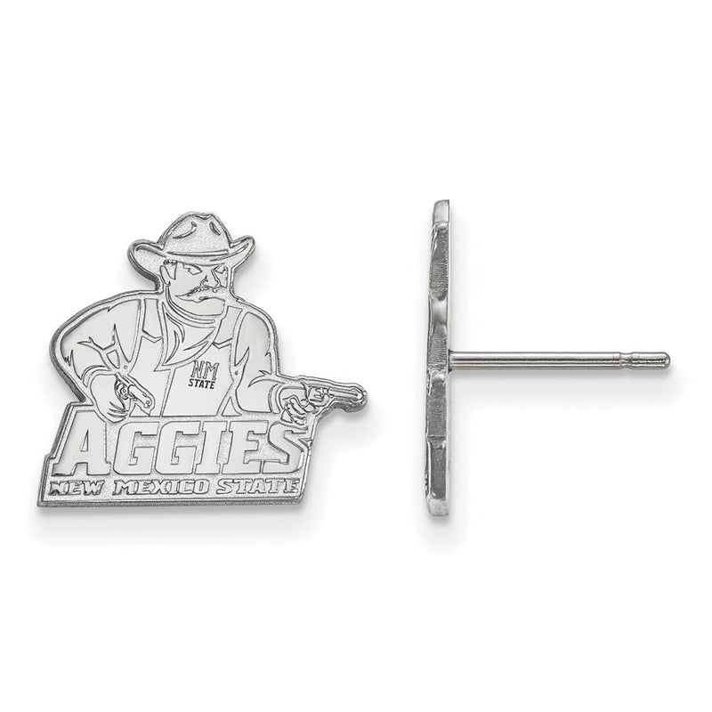 10K White Gold Logoart New Mexico State University Aggies Small Post Earrings