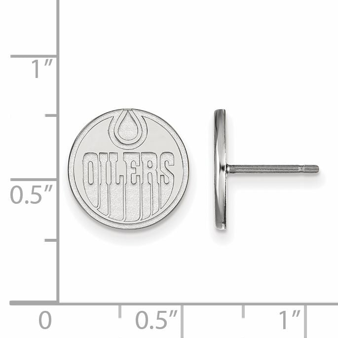 10K White Gold Nhl Logoart Edmonton Oilers Small Post Earrings